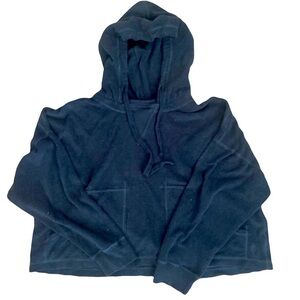 Free People Radiant Terry Hoodie Small S Black Cropped Pullover Athleisure Yoga
